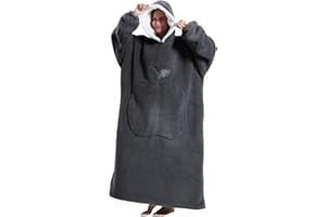 GOODTOU Wearable Blanket Hoodie for Women - Oversized Hooded Blanket for Adults Warm Cozy Gifts Fluffy Plush Blanket Sweatshirt for Mom Dark Grey