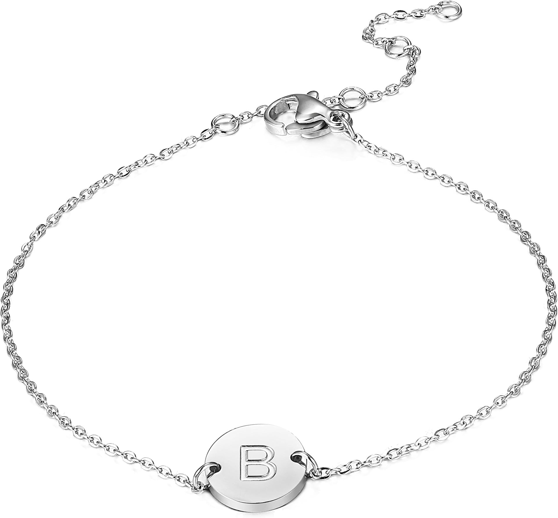 Stainless Steel Initial Bracelet for Women Girls Letter Bracelet Ajustable