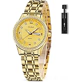 OLEVS Watch Women with Day Date Luxury Stainless Steel Ladies Watch Elegant Small Wrist Women's Dress Watches Diamond Quartz Watches for Women