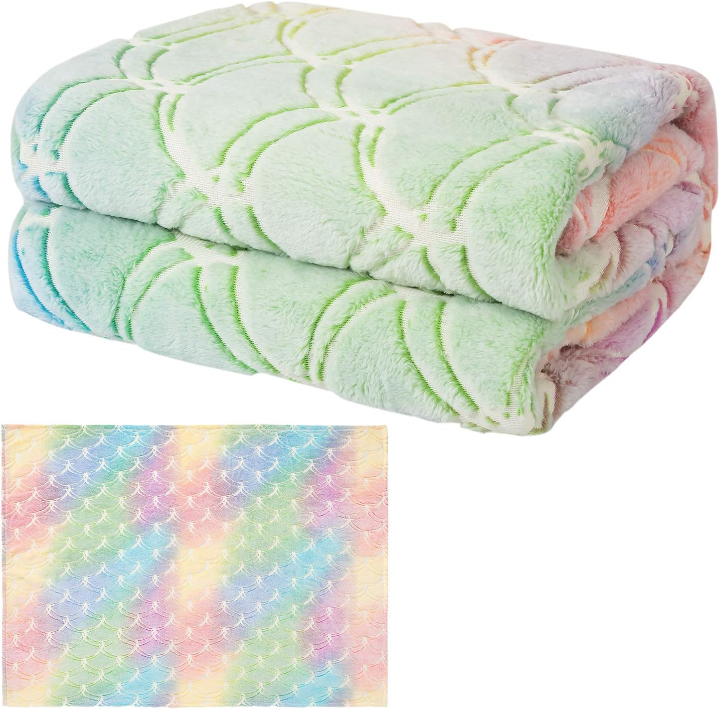 Mermaid Scales Glow in The Dark Throw Blanket Cozy Plush Blanket for
