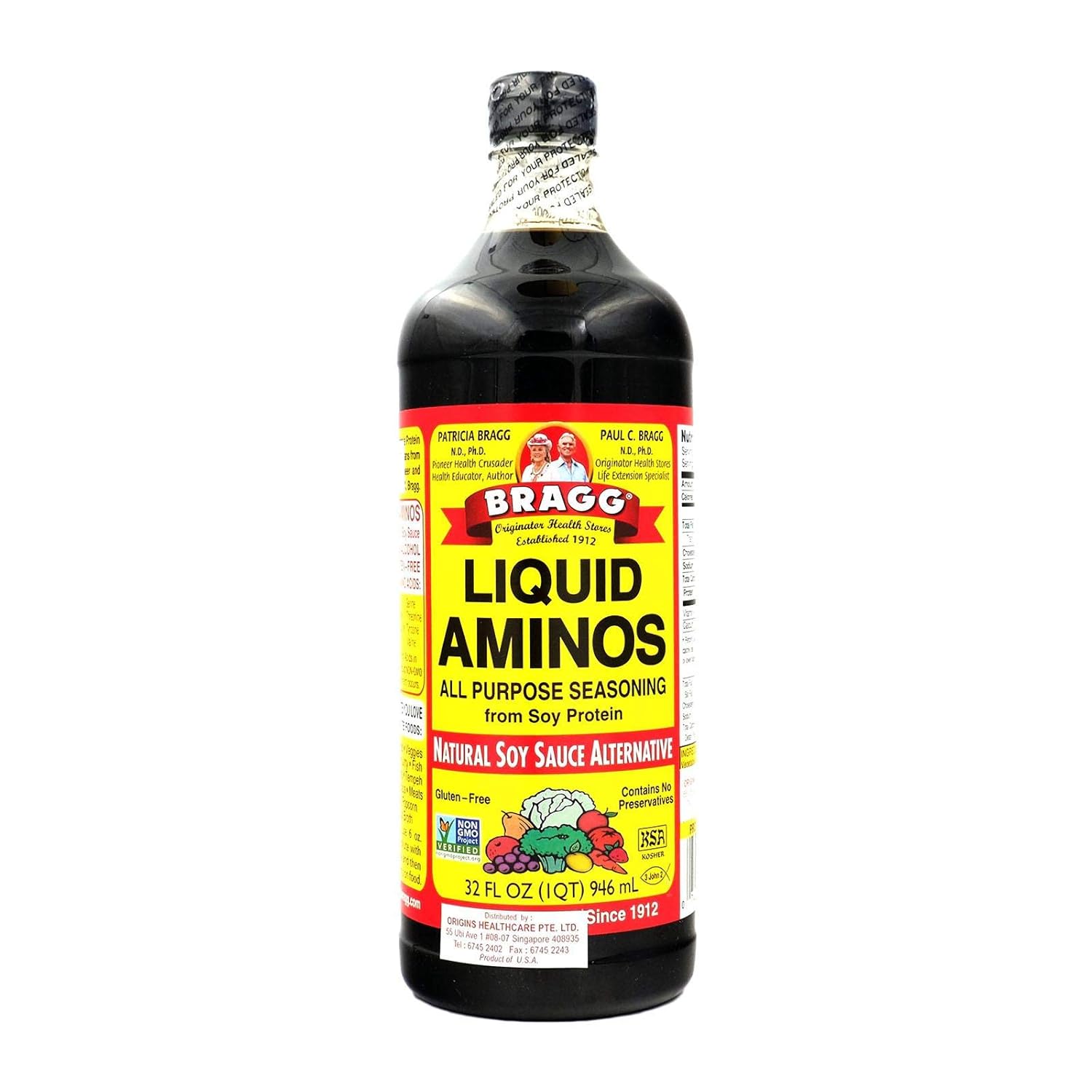 Bragg Liquid Aminos All Purpose Seasoning Soy Sauce Alternative, 32 ounce