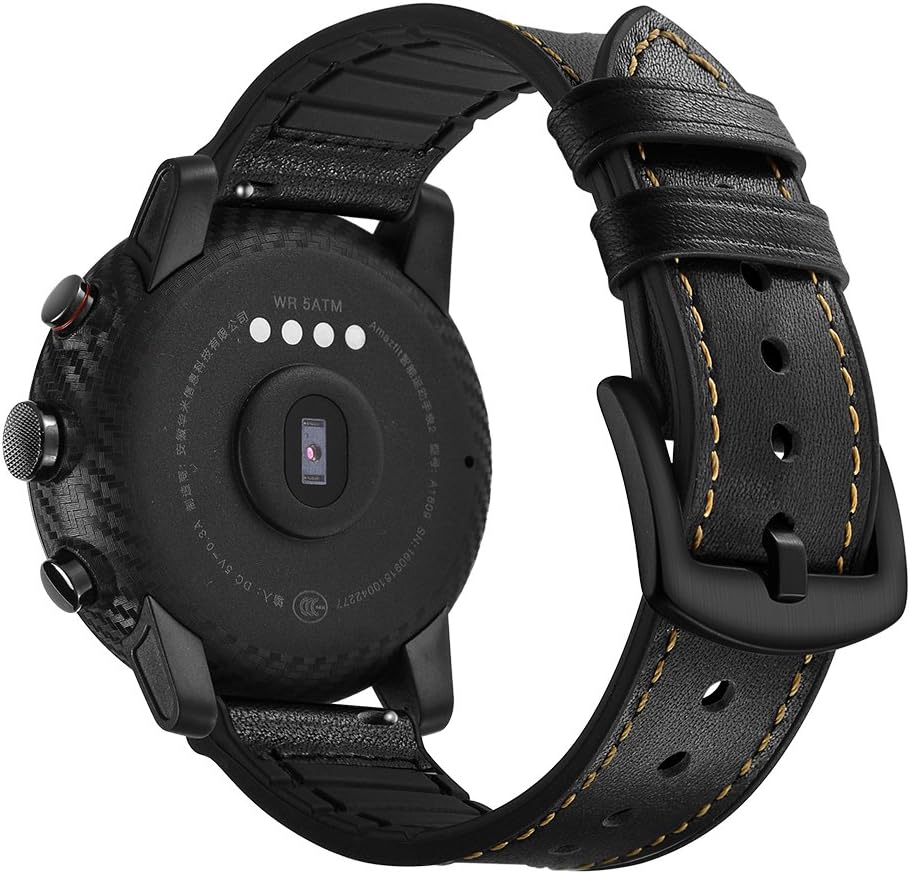AISPORTS Compatible with Samsung Galaxy Watch 3 45mm Strap for Women Men 22mm Soft Breathable Leather Silicone Hybrid Sport Wristband Bracelet Replacement Strap for Samsung Galaxy Watch 46mm/Gear S3