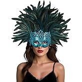 UQJE Venetian Feather Mask Headwear for Women Luxury Masquerade Mask for Halloween, Mardi Gras & Glamorous Parties