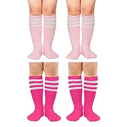 Zando 4 Pairs Pink Soccer Socks Kids Breathable