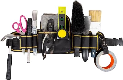 TUULKIT Heavy Duty Tool Belt Adjustable Multiple Pockets Hammer Loop 26-42 Inch