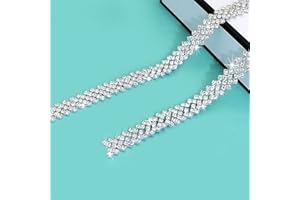 Yhsheen 1 Yard Rhinestone Trim Sparkly Crystal Rhinestone Chain Rhinestone Applique for DIY Decoration & Bridal Embellishment