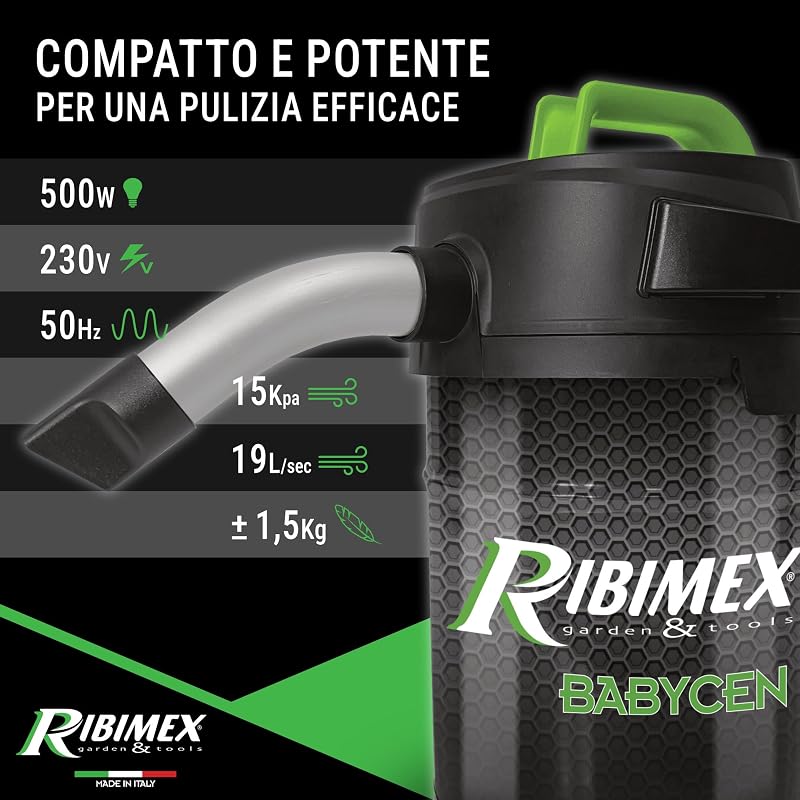 Aspiracenere Elettrico Babycen, Aspiratore Compatto da 4 L, 500 W