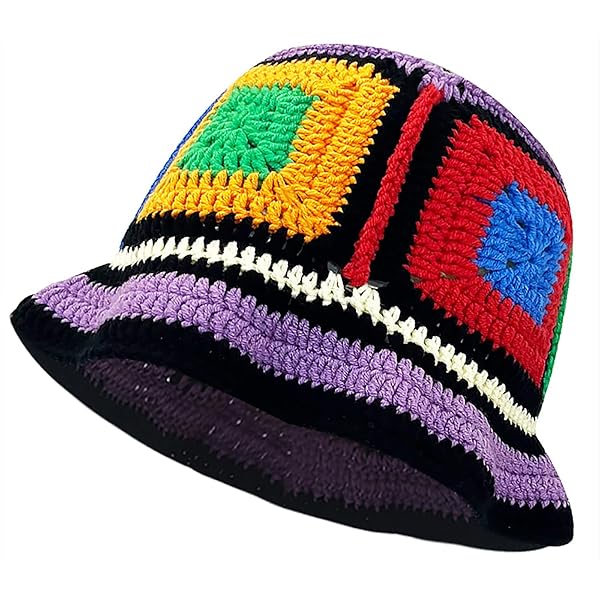 Colorful Y2K Crochet Bucket Hats Handmade Fisherman Hats