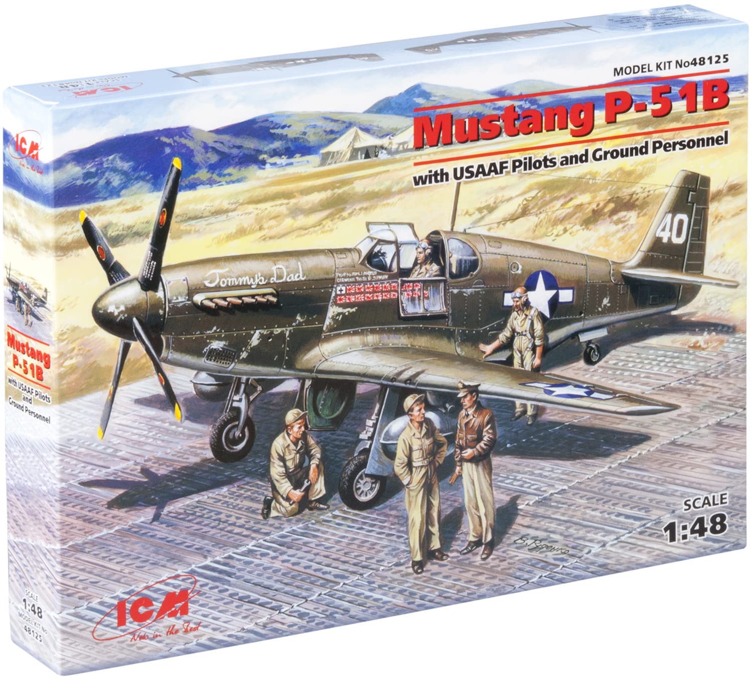 ICM 48125 Mustang P-51B with USAAF Pilots and Ground Personnel