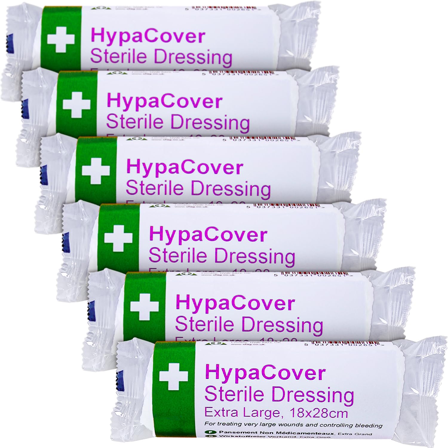 Safety First Aid Group Group HypaCover Sterile Dressing Bandage - Extra Large 18 x 28 cm (Pack of 6)