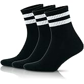 GoWith Quarter Striped Cushioned Cotton Socks for Women &amp; Men, 3-4 Pairs | Moisture-Wicking Quarter Cushioned Striped Athletic Sock, Casual Wear