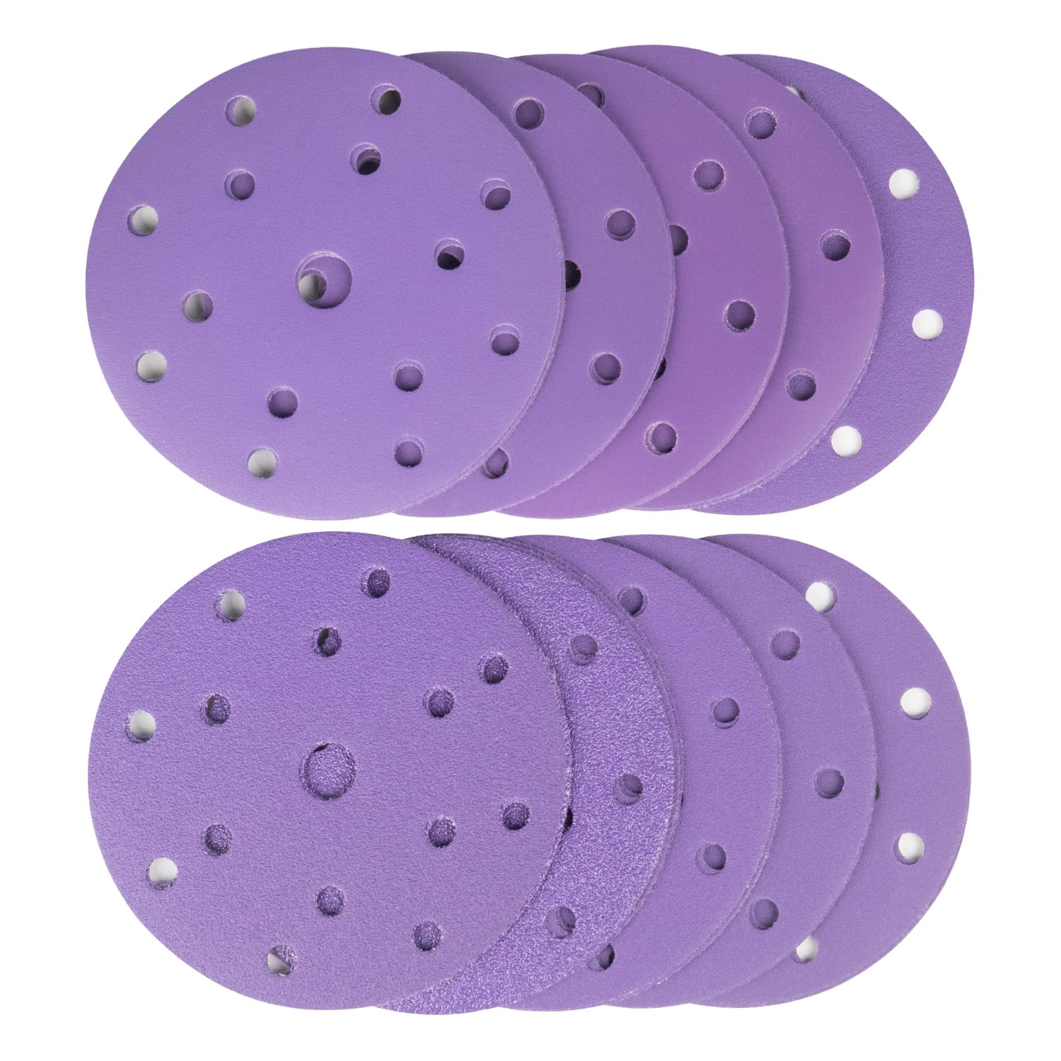 150mm Sanding Discs,100PCS 15 Holes Hook and Loop Sanding Disc,10 Each of 60/80/120/150/180/220/320/400/600/800 Mixed Grits, 6 Inch Sanding Pads for Random Orbital Sander — image 1