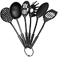 Chef Buddy 82-Y3455 Utensil and Gadget Includes Plastic Spatula and Spoons Cookware Ring (Six Piece Set)-Kitchen Essentials, Multi, Black