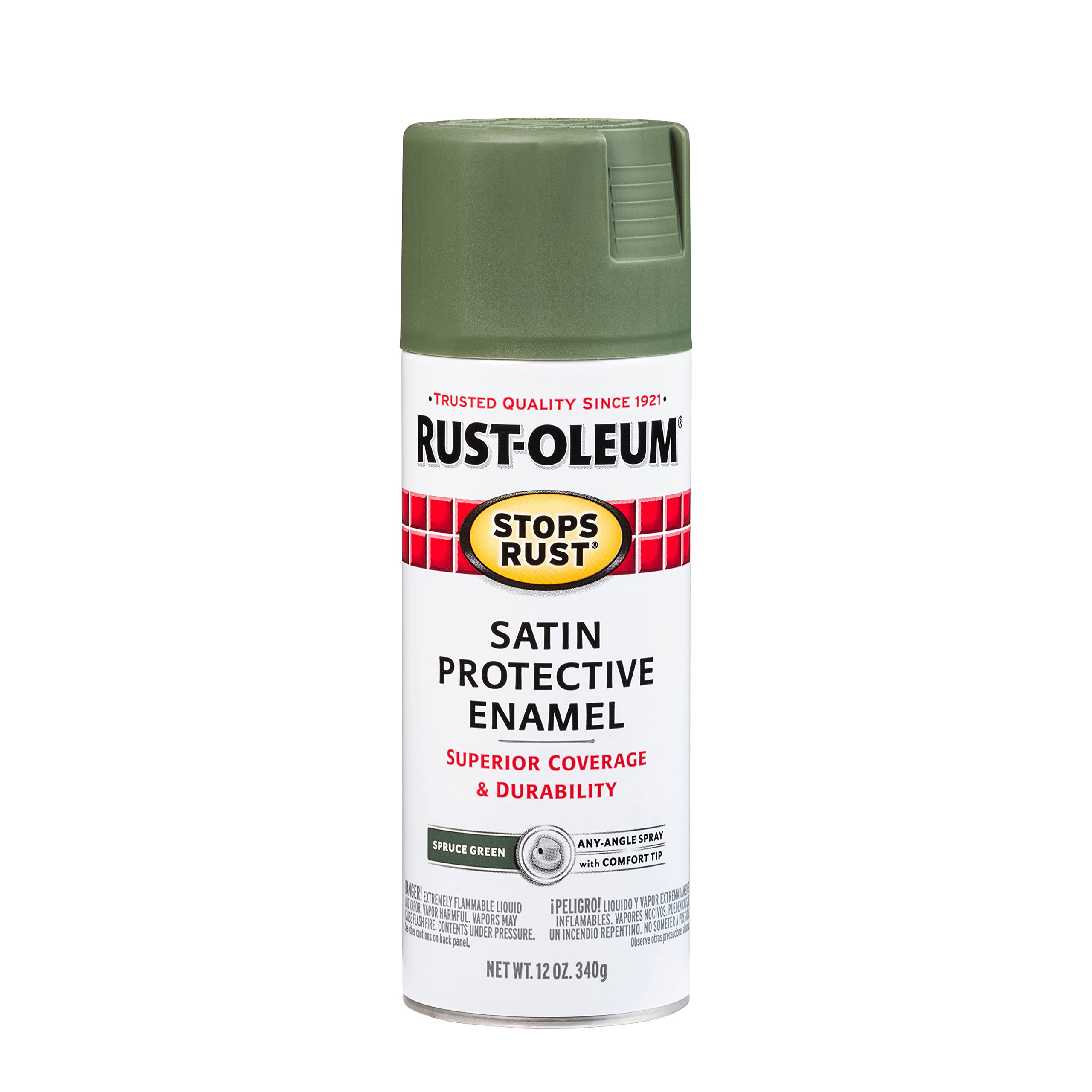 Rust-Oleum 7737830 Stops Rust Spray Paint, 12 oz, Satin Spruce Green
