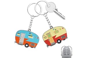 Haigoo Camper Keychain Happy RV Keyring RV Keychain Couples Keychain Set Gifts for Men Women Camping Accessories 2 Pack