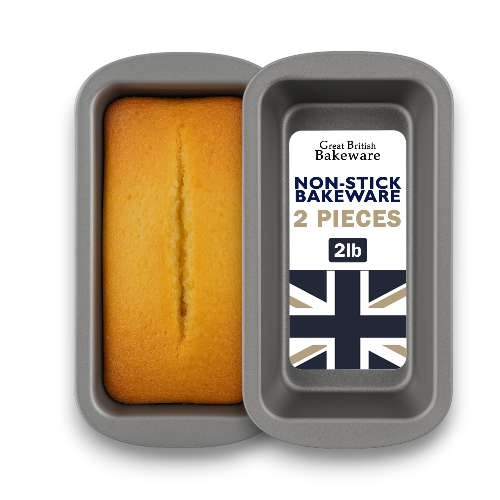 Great British Bakeware Loaf Tin Set of 2, 2lb Non-Stick Bread & Cake Tins, Heavy-Duty Carbon Steel Baking Moulds, PFOA & BPA Free | Made in England Cookware