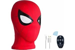 enttgo Superhero Mask with Moving Eyes Ring-shaped Remote Control Lifelike Cosplay for Halloween Birthday Christmas