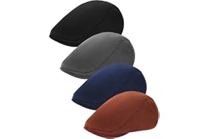Gvhntk 4 Pieces Newsboy Men's Hat Newsboy Flat Cap Soft Stretch Adjustable Pageboy Cap Cabbie Hunting Cap for Men Outdoor