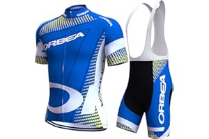 BEYLEAYCAU Men's short sleeve cycling jersey with 3 pockets and summer bib Breathable cycling set GEL-Pad