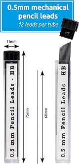 12PA 144 x 0.5mm HB Pencil Lead Refills 12 Tubes 12 leads each view 3