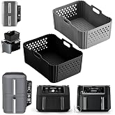 Silicone Air Fryer Liners for Ninja 10QT DoubleStack XL 2-Basket SL401 SL400 SL451 Airfryer,2PCS Reusable Rectangle Perforated Silicone Liners for Ninja DZ302 DZ401 DZ550 Dual Air Fryer Accessories