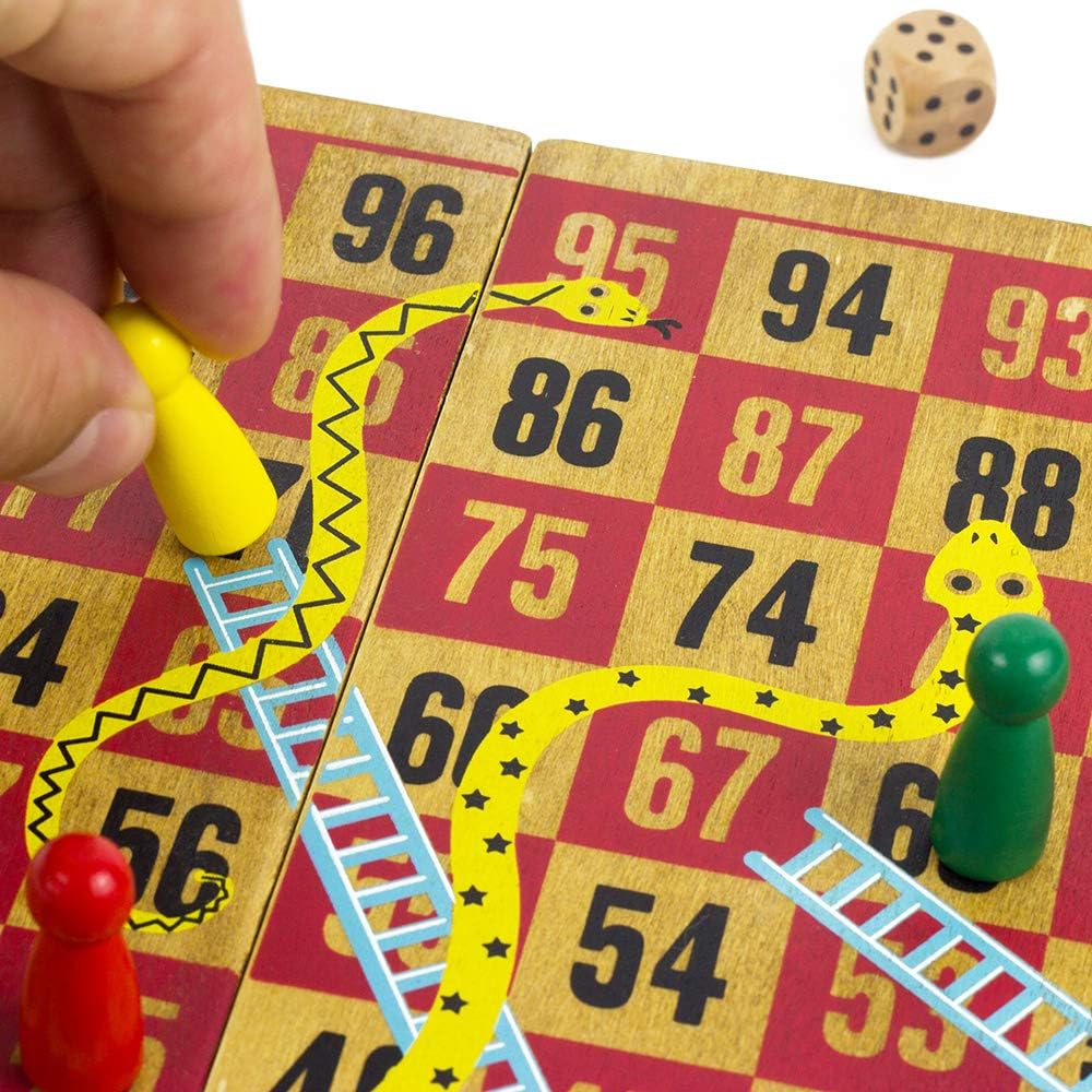 Professor PUZZLE Snakes and Ladders Wooden Games Workshop, Bruin, 15 x 3.5 x 28.7 cm - Image 5