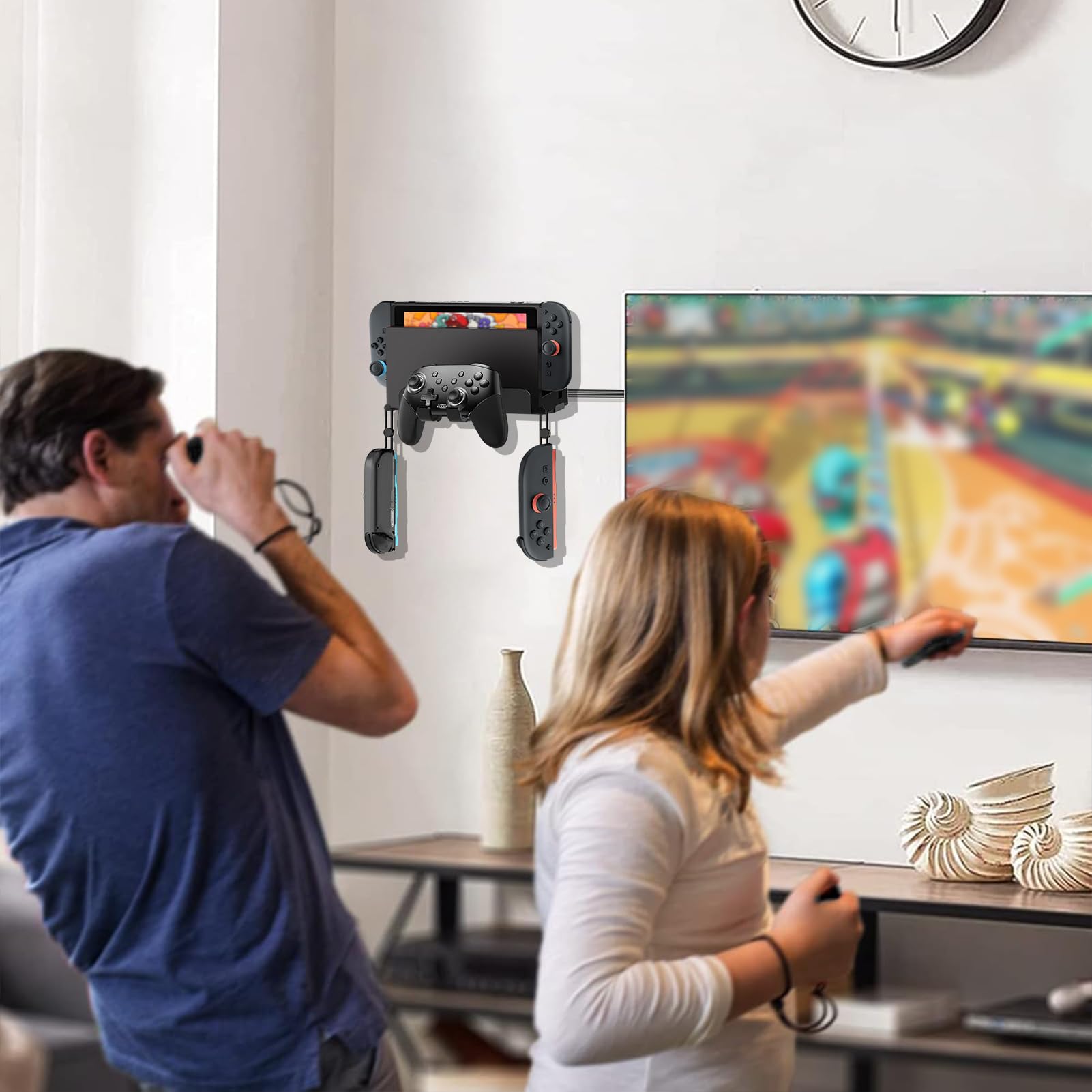 Ankey Metal Wall Mount Compatible with Nintendo Switch 2/ Switch/Switch OLED Console, Metal Wall Mount Kit Shelf Accessories Compatible with Joy-Con & Pro Controller Holder