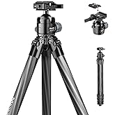 Manbily Carbon Fiber Hunting Tripod with 44mm Ball Head and Arca Swiss & Picatinny Adapters, 62.2" Heavy Duty Stable Tripod for Shooting, Hunting and Outdoors (WZ-324PA03)