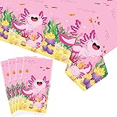 Obussgar 4 Pack Pink Axolotl Party Tablecloth Supplies, Axolotl Rectangle Plastic Tablecloth for Rectangle Tables Axolotl Birthday Party Supplies Favors 51'' X 86''