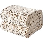FY FIBER HOUSE Cheetah Print Blanket Flannel Fleece Throw Blanket with 3D Leopard Print, 50"X60", Brown