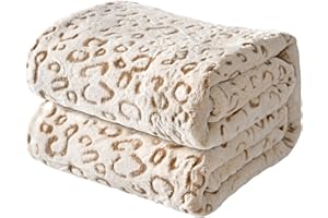 FY FIBER HOUSE Cheetah Print Blanket Flannel Fleece Throw Blanket with 3D Leopard Print, 50"X60", Brown