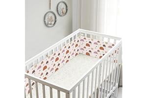 YUZEFI 6Pcs Anti-Collision Mesh Liner for Bed, 11.8” X 9.85” Upholstered Cushioned Pads Soft Padding for Sides Padded Covers (Khaki-Rainbow, 6pc-Only 2 Sides for Cribs)