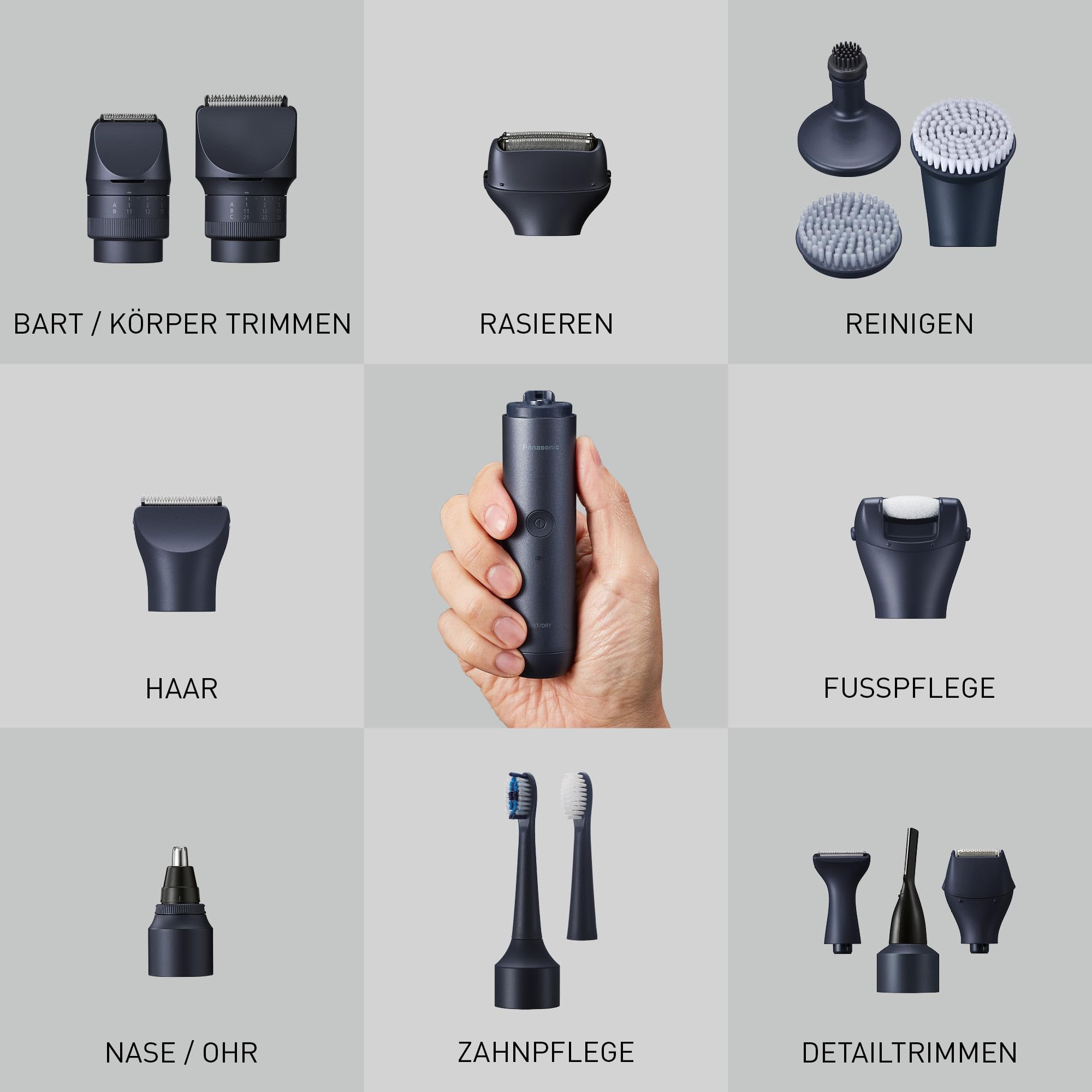 Panasonic MULTISHAPE modulares Körperpflege-System ER-CKL1, Starter-Kit, Bart- und Haartrimmer für Männer mit wiederaufladbarem Li-Ionen-Akku 8