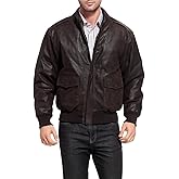 Landing Leathers Men Air Force A-2 Distressed Leather Flight Bomber Jacket (Also available in Big & Tall)
