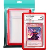 Kitoyz PSA Slab Bumper with Graded Card Slab Set, Hard TPU PSA Slab Bumper Protector Guard for Graded Cards, Acrylic Graded Card Slab Baseball Card Protectors Fit for MTG, TCG, Game Cards (red)