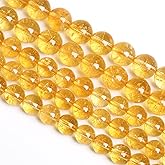 10MM 36PCS Natural Citrine Yellow Quartz Crystal Round Spacer Loose Beads for Jewelry Making 15 inches DIY Bracelet Necklace