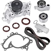 Engine Timing Belt Kit with Water Pump, Replaces# TKT-026 TCKWP257A | Compatible with Toyota Camry Highlander Sienna Solara, Lexus ES300 RX330 RX400h 2001-2009, 3.0L 1MZFE, 3.3L 3MZFE V6 DOHC