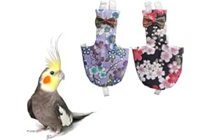 UKJENT Bird Diaper Protective Parrot Nappy - 2 Pack, Reusable Flight Suit with Waterproof Inner Layer, Washable Cute Urine Wet Suit for Cockatiel Monk Parakeet Sun Parakeet Lory(S)