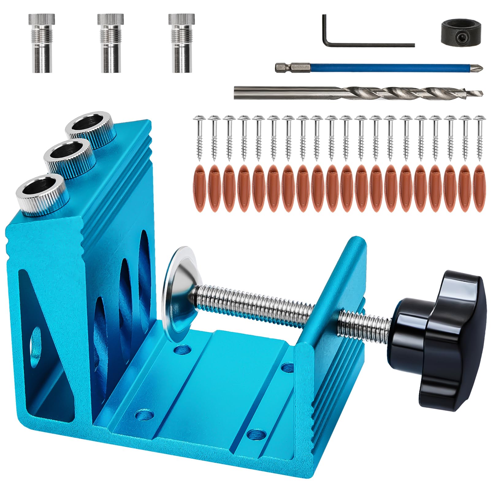 Pocket Hole Jig Kit All-in-One System 3 Drill Guide Joint Angle Tool Dowel Drill Joinery Screw Kit DIY Woodworking Tools Carpentry Locator