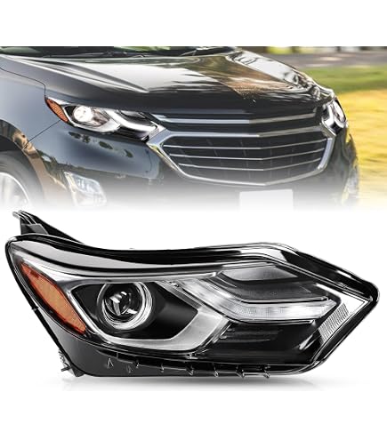 Passenger Side Headlight Assembly For 2018-2021 Chevrolet Equinox – Halogen, Black Housing, Clear Lens