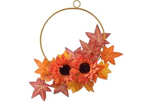 Tachiuwa Fall Wreath Floral Hoop Wreath Artificial Garland, for Front Door, for Window