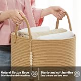 YOUDENOVA Cotton Rope Basket Large 58L 38cm D 50cm H with Handles view 7