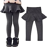 Toddler Girls Fleece Lined Leggings with Skirt Winter Warm Elastic Velvet Stretchy Thick Tutu Footless Tights Pants