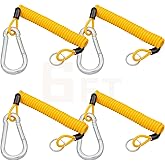 MECMO (4-Pack) 6ft Breakaway Trailer Cable, Trailer Brake Safety Cord Heavy Duty Stainless Steel Spring Towing Coiled Wire, Replacement Emergency Break Away Switch Lanyard for RV Camper Boat Motorhome