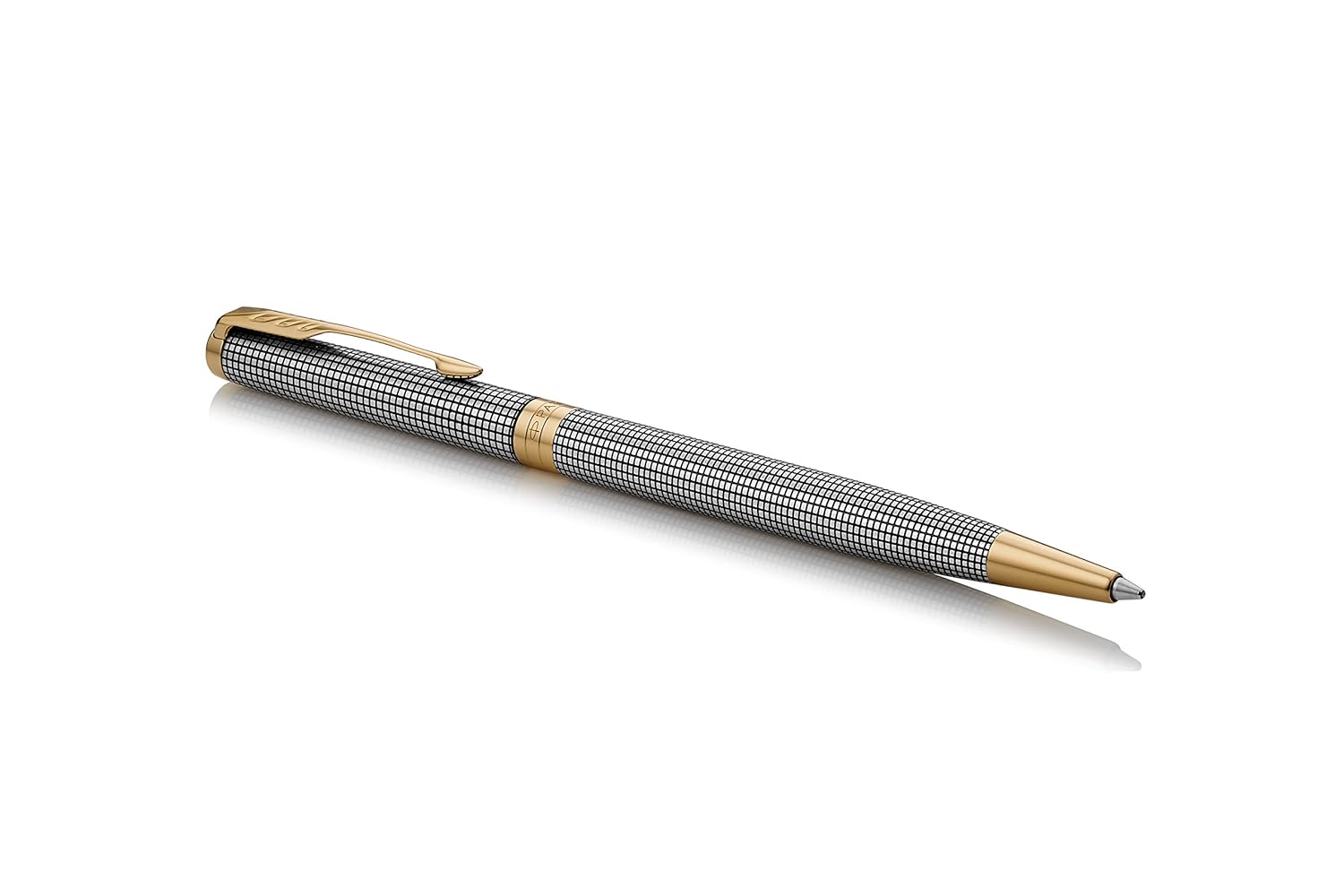 PARKER Sonnet Slim Ballpoint Pen, Prestige Chiselled Silver with Gold ...