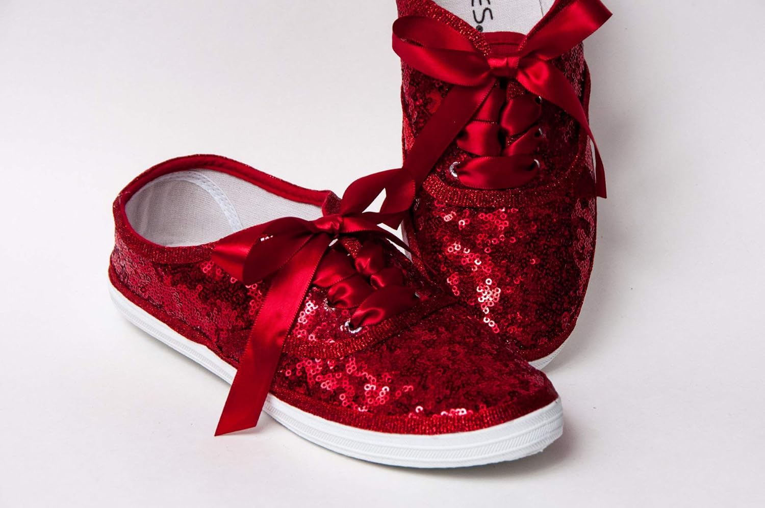 red sequin tennis shoes