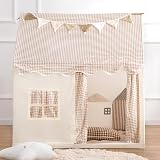 MUHMUH Kids Tent Playhouse with Star Lights Beige Indoor Outdoor view 4