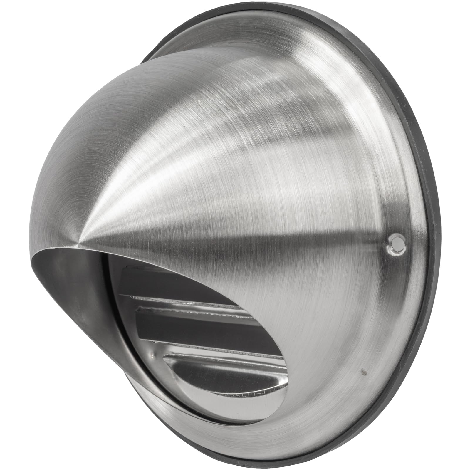Vent Systems 100 mm / 4" Inch Stainless Steel Round Dryer Vent Cover - Louvered Wall-Mounted Air Intake/Exhaust Bull Nose Vent with Drip and Rubber Seal for Bathroom, Kitchen - Indoor & Outdoor Use