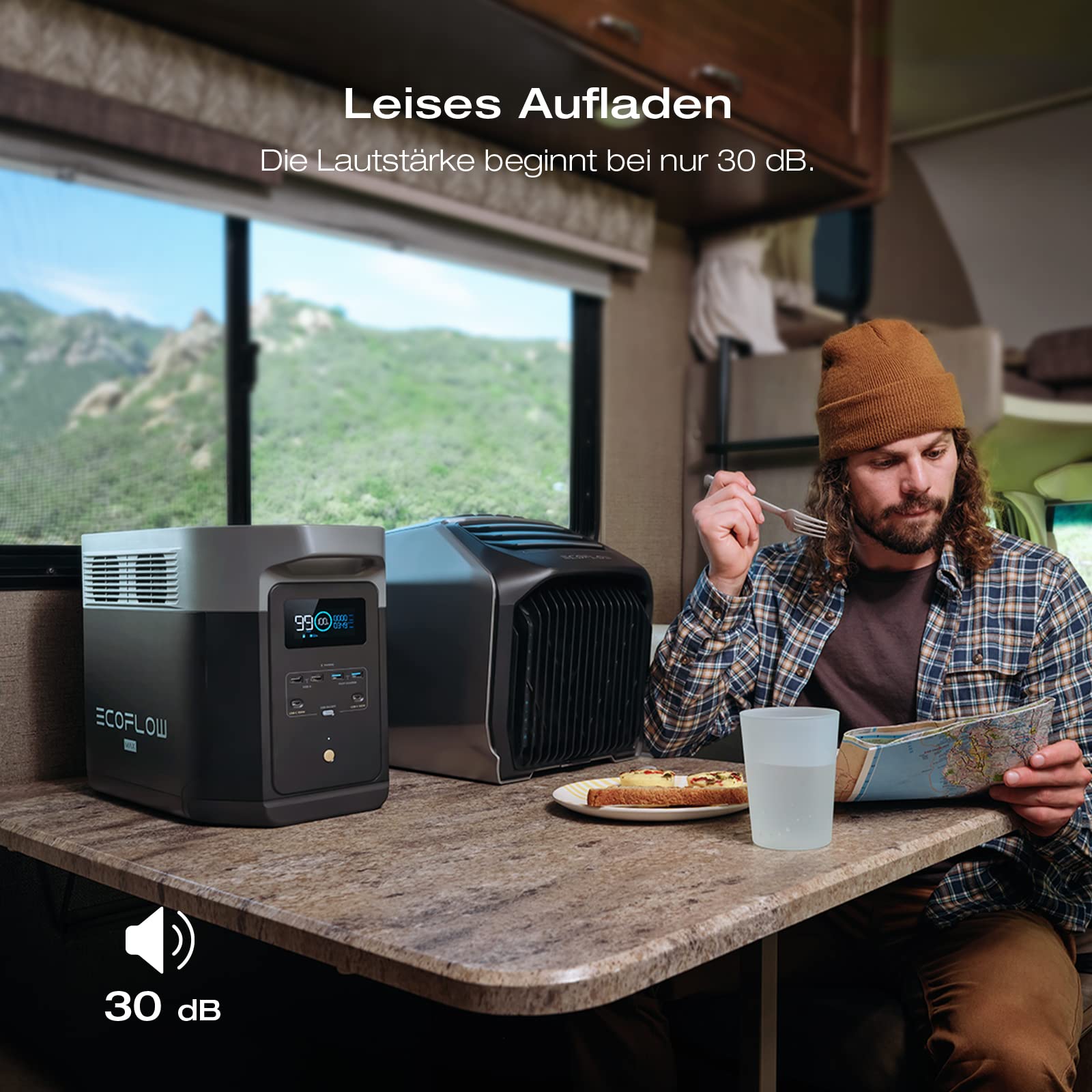 EcoFlow DELTA 2 Max tragbare Powerstation 2048Wh, erweiterbar 2-6 kWh, LFP-Batterie mit 3000 Zyklen, 80% Ladung <1 Std, 3000W Max Ausgangsleistung, Solargenerator für Zuhause, Camping, Wohnmobil 5