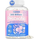 (180 Capsules) Probiotics for Women & Men, 5-in-1 Probiotic, Prebiotic, Postbiotic, Organic Herbs & 16 Digestive Enzymes Blend, 300 Billion CFU, Complete Gut Health, Digestive Health & Immune*
